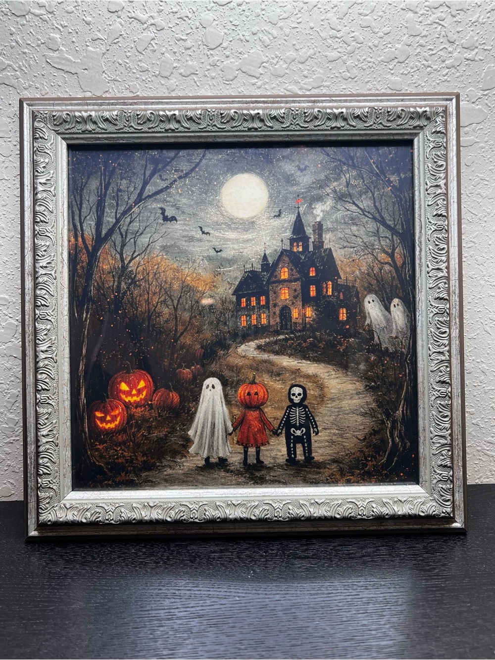 NEW Petal Lane Halloween Haunted House Ghost Skeleton Pumpkin Wall Art Decor